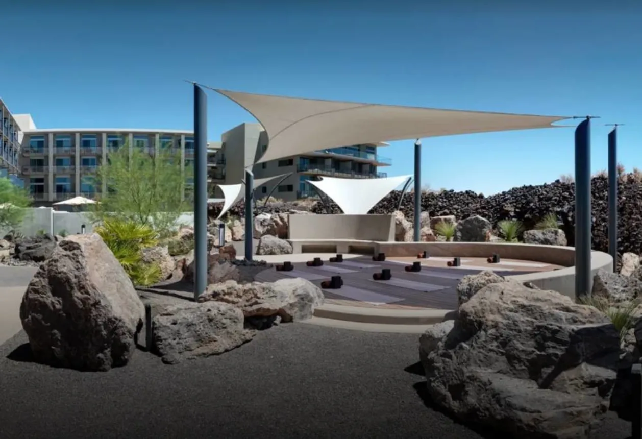 Outdoor meditation pavilion at Black Desert Resort